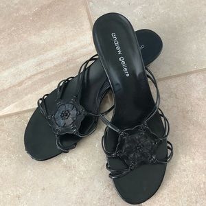 Andrew Geller black leather slip on flats size 8